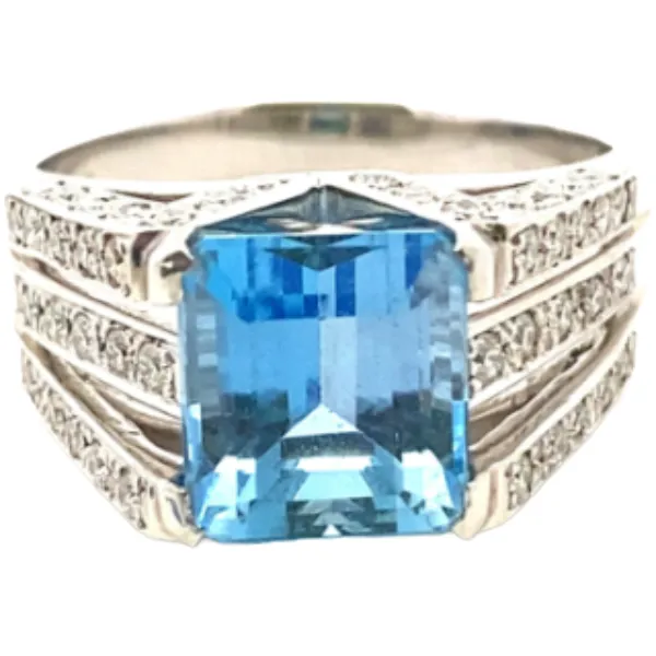 Pt･Pm900 アクアマリン・ダイヤモンド リング 2.44・0.38ct