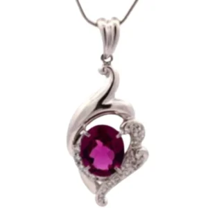 Pt・Pm900 ロードライトガーネット・ダイヤモンド ネックレスペンダントトップ G3.97 ct D0.27 ct