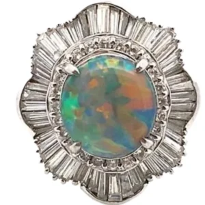 Pt・Pm900 ブラックオパール・ダイヤモンド 2.76・1.81ct