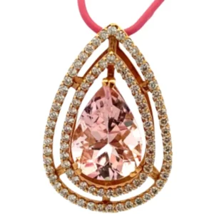 K18 モルガナイト・ダイヤモンド ネックレスペンダントトップ 3.79・0.68ct