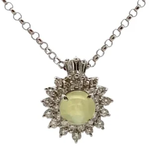 Pt850Pt900 クリソベルキャッツアイ・ダイヤモンド ネックレスペンダントトップ 2.51・D0.62ct