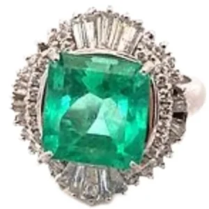 Pt・Pm900 エメラルド・ダイヤモンド 4.19ct