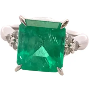 Pt・Pm900 コロンビア産エメラルド・ダイヤモンド リング 6.41・0.32ct