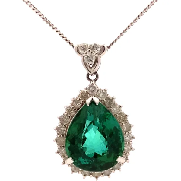 Pt900/Pt850 トルマリン・ダイヤモンド ネックレス/ペンダントトップ 8.5・0.8ct