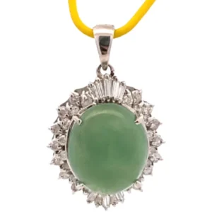 Pt・Pm900 ヒスイ・ダイヤモンド ネックレスペンダントトップ 5.01・0.51ct