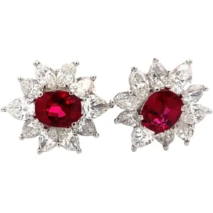 Pt900K18 ルビー・ダイヤモンド ピアスイヤリング 1.5・1.24・1.87・1.88ct
