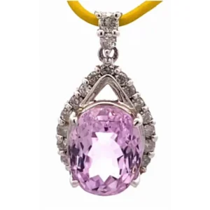 K14WG クンツァイト・ダイヤモンド ネックレス/ペンダントトップ 3.85・D0.35ct