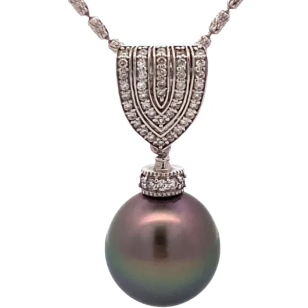 K18/K18WG パール・ダイヤモンド ネックレス/ペンダントトップ 0.25ct