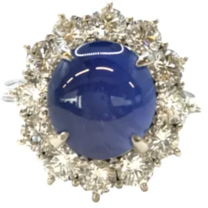 Pt･Pm900 ブルースターサファイア・ダイヤモンド リング 6.91・D1.71ct