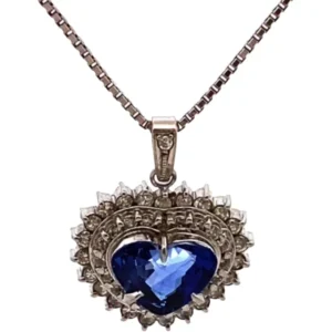 Pt900/Pt850 ブルーサファイア・ダイヤモンド ネックレス/ペンダントトップ 2.39・0.65ct