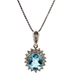 Pt・Pm900 アクアマリン・ダイヤモンド ネックレスペンダントトップ 1.56・0.32ct