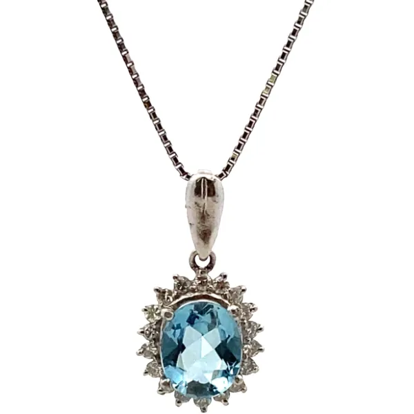 Pt･Pm900 アクアマリン・ダイヤモンド ネックレス/ペンダントトップ 1.56・0.32ct