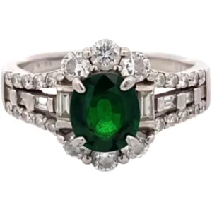 Pt･Pm900 ガーネット・ダイヤモンド リング 1.39・D1.00ct