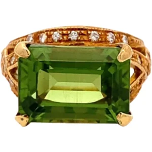 K18 ペリドット・ダイヤモンド リング 8.19・0.3ct