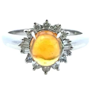 Pt･Pm900 ファイヤーオパール・ダイヤモンド 0.93・D0.27ct