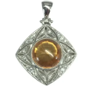 Pt・Pm900 シトリン・ダイヤモンド ネックレストップ 4.19 ct D0.17 ct