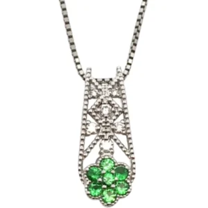 Pt850K18WG ガーネット・ダイヤモンド ネックレスペンダントトップ 0.3・0.15ct