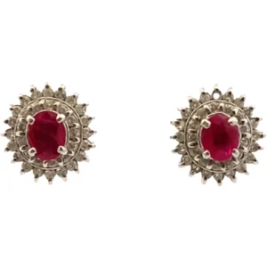 Pt･Pm900 ルビー・ダイヤモンド ピアスイヤリング 0.38・0.17・0.47・0.17ct
