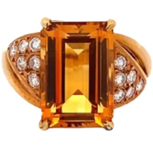 K18 シトリン・ダイヤモンド リング 4.38 ct D0.30 ct