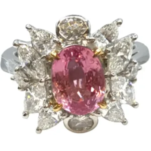Pt900K18 パパラチアサファイア・ダイヤモンド リング S2.218・D1.46ct