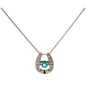 Pt850Pt900 パライバトルマリン・ダイヤモンド ネックレスペンダントトップ 0.05・0.04ct