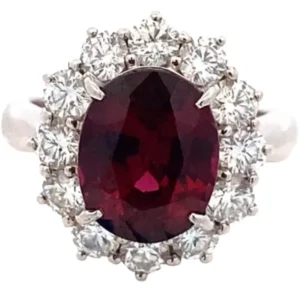 Pt・Pm900 ガーネット・ダイヤモンド リング 4.13・D1.16ct