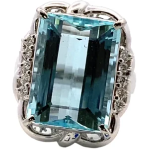 Pt・Pm900 アクアマリン・ダイヤモンド リング 11.35・0.13ct