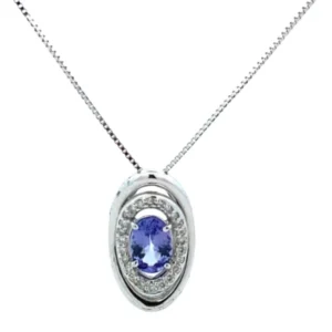 K18WG タンザナイト・ダイヤモンド ネックレスペンダントトップ 1.14・0.22ct