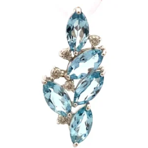 K18WG アクアマリン・ダイヤモンド ネックレスペンダントトップ 2.28・0.12ct