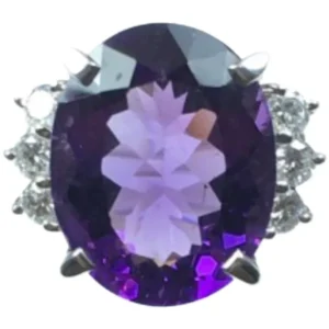 Pt･Pm900 アメシスト・ダイヤモンド リング 7.89 ct 0.4 ct