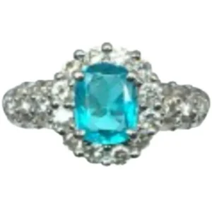 Pt･Pm900 パライバトルマリン・ダイヤモンド リング 0.45 ct D0.48 ct