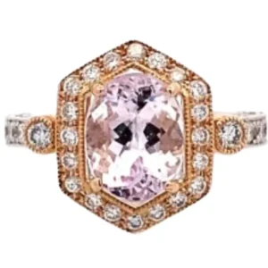 K18K18WG クンツァイト・ダイヤモンド リング 0.82 ct 0.568 ct