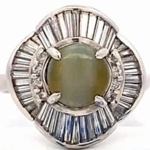Pt・Pm900 クリソベリルキャッツアイ・ダイヤ 2.82・D0.88ct