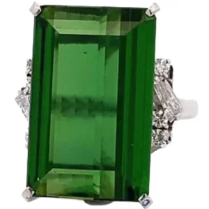 Pt・Pm900 トルマリン・ダイヤ 15.71・0.35ct