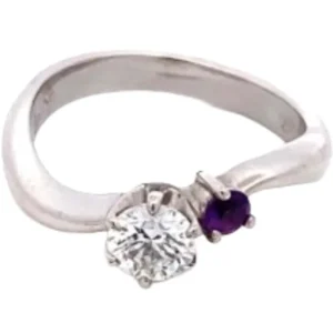 Pt･Pm900 ダイヤモンド・アメシスト リング 0.317 ct