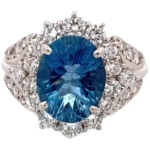 Pt・Pm900 アクアマリン・ダイヤモンド リング D1.15・3.06 ct