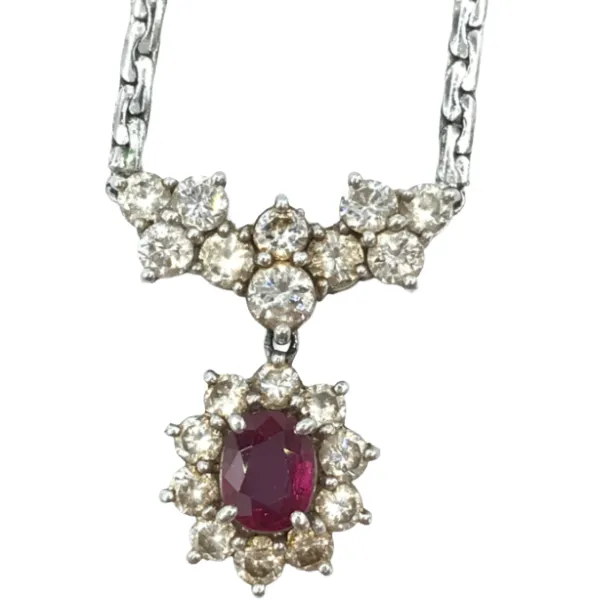 Pt900/Pt850X線結果参照 ルビー・ダイヤモンド ネックレス/ペンダントトップ 0.59・0.99ct