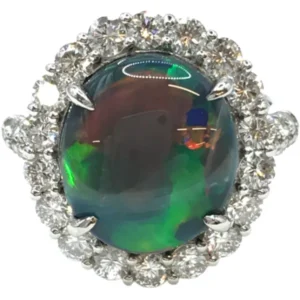 Pt・Pm900 ブラックオパール・ダイヤモンド リング 5.515・D1.22ct