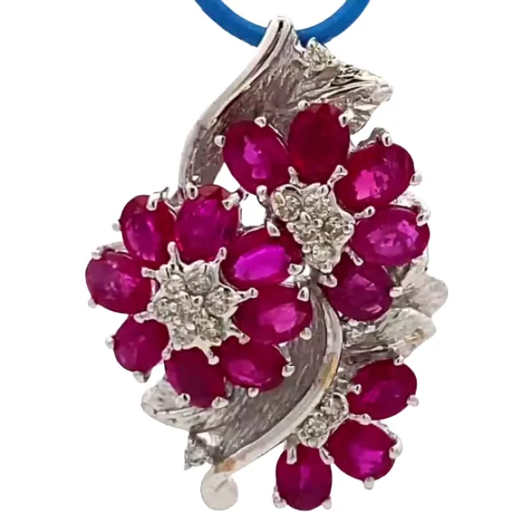K18WG ルビー・ダイヤモンド ネックレス/ペンダントトップ 3.54・0.15ct