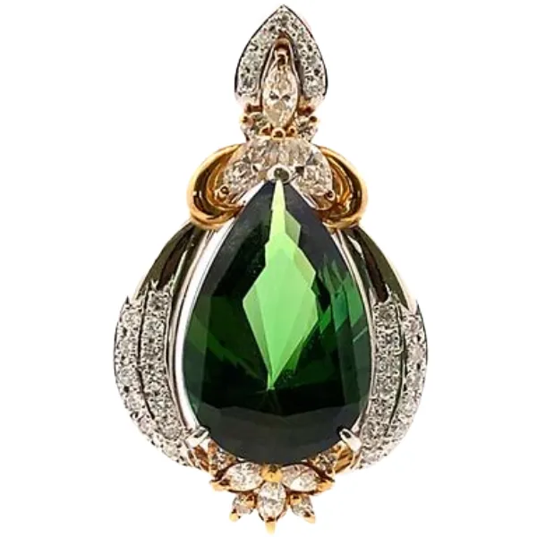 Pt900/K18[Ptﾒｲﾝ] トルマリン・ダイヤモンド 7.79・0.8ct