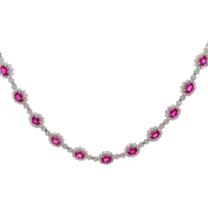 K14WG ピンクサファイア・ダイヤモンド ネックレスペンダントトップ 3.45・2.15ct