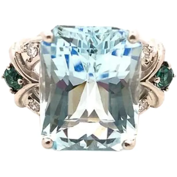 Pt･Pm900 アクアマリン・多色石 11.48・0.1ct