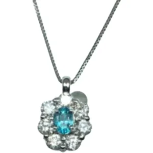 K18WG パライバトルマリン・ダイヤモンド ネックレスペンダントトップ 0.43・0.18 ct