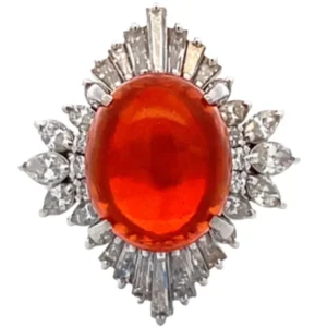 Pt･Pm900 ファイヤーオパール・ダイヤモンド リング 5.37・1.51ct