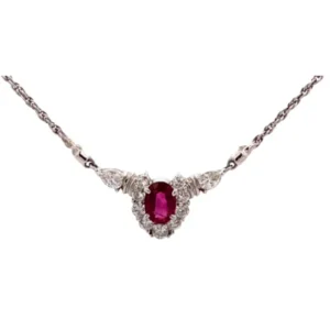Pt900/Pt850 ルビー・ダイヤモンド ネックレス/ペンダントトップ 0.81・0.6ct
