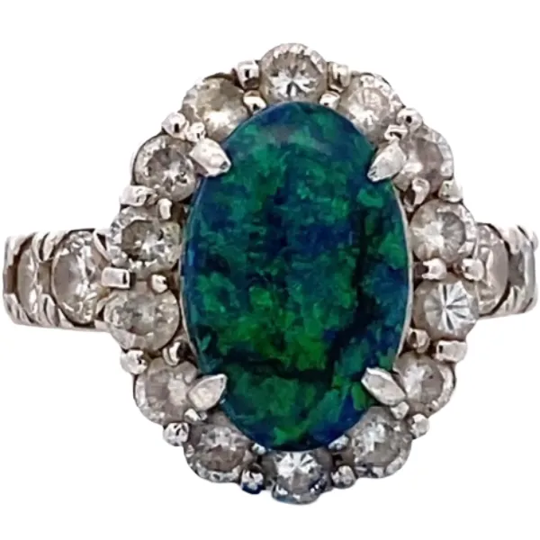 Pt･Pm900 ブラックオパール・ダイヤモンド リング 3.03・D1.8ct