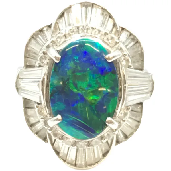 Pt･Pm900 ブラックオパール・ダイヤモンド リング 2.34・D1.34ct