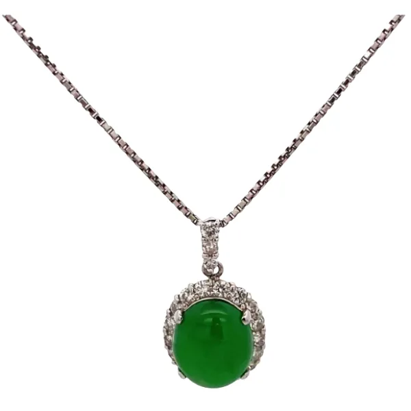 Pt900/Pt850 翡翠・ダイヤモンド ネックレス/ペンダントトップ 3.32・D0.5ct