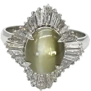 Pt･Pm900 クリソベリルキャッツアイ・ダイヤモンド 4.4・D1.44ct