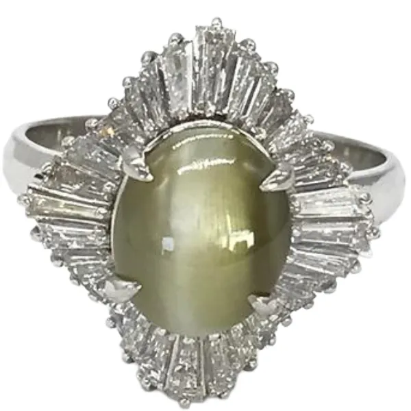 Pt･Pm900 クリソベリルキャッツアイ・ダイヤモンド 4.4・D1.44ct